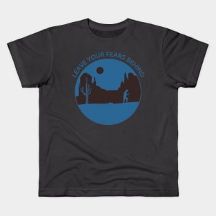 Leave your fears behind Mountain rock climbing Kids T-Shirt